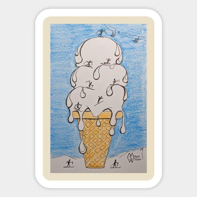 Mammoth ice cream cone ski resort Ice Cream Sticker TeePublic
